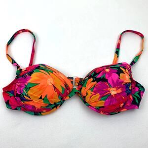 Vintage 90s Y2K tropical floral bikini swimsuit top